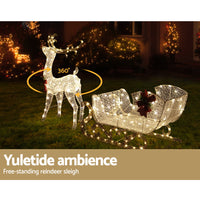 Jingle Jollys Christmas Lights Reindeer Sleigh215 LED Decorations