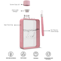 A5 Flat Water Bottle Portable Travel Mug BPA Free Water Bottle (Pink) Kings Warehouse 