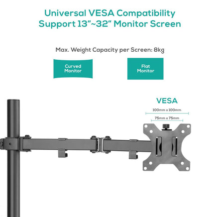 activiva ErgoLife Single Monitor Screen Double Joint Monitor Arm Kings Warehouse 
