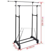 Adjustable Clothes Rack with 2 Hanging Rails 2 pcs Kings Warehouse 