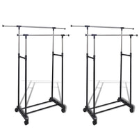 Adjustable Clothes Rack with 2 Hanging Rails 2 pcs