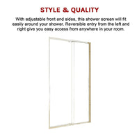 Adjustable Semi Frameless Shower Screen (114~122) x 195cm Australian Safety Glass Kings Warehouse 