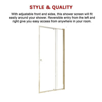 Adjustable Semi Frameless Shower Screen (98~106) x 195cm Australian Safety Glass Kings Warehouse 