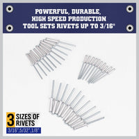 Air Hydraulic Pop Rivet Gun Pneumatic Riveter Industrial 4-Size Set With Case Kings Warehouse 