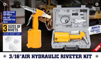Air Hydraulic Pop Rivet Gun Pneumatic Riveter Industrial 4-Size Set With Case Kings Warehouse 