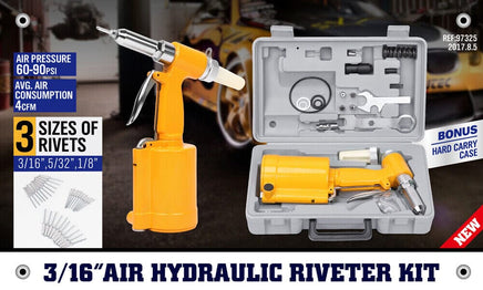 Air Hydraulic Pop Rivet Gun Pneumatic Riveter Industrial 4-Size Set With Case Kings Warehouse 