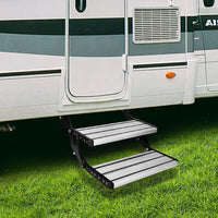 Aluminium Double Caravan Step Pull Out Folding Steps For Road RV Camper Trailer Kings Warehouse 