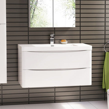 Ancona wall hung bathroom vanity 1200mm Gloss White Kings Warehouse 