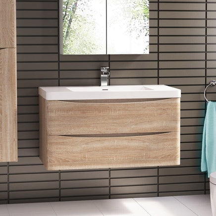Ancona wall hung bathroom vanity 1200mm White Oak Kings Warehouse 
