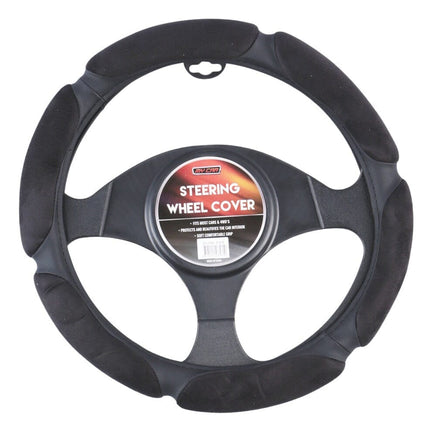 Arizona Steering Wheel Cover With Plush Suede Grips - Black Kings Warehouse 