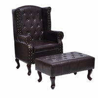 Armchair with Footstool Dark Brown Faux Leather Kings Warehouse 
