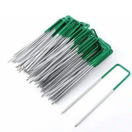 Artificial Grass Roll Pegs / Fake Grass Galvanized Metal Pegs With Green Top 100 Pieces Kings Warehouse