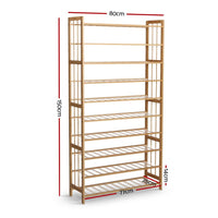 Artiss 10-Tier Bamboo Shoe Rack Wooden Shelf Stand Storage Organizer Living Room Kings Warehouse 