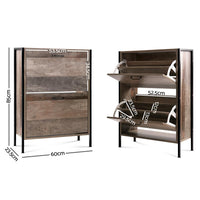 Artiss 12 Pair Wooden Vintage Shoe Rack Storage Cabinet - Wood Living Room Kings Warehouse 