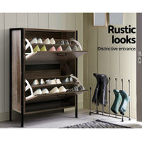Artiss 12 Pair Wooden Vintage Shoe Rack Storage Cabinet - Wood Living Room Kings Warehouse 