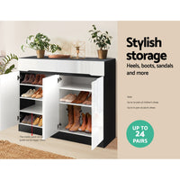 Artiss 120cm Shoe Cabinet Shoes Storage Rack High Gloss Cupboard Shelf Drawers Living Room Kings Warehouse 