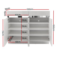 Artiss 120cm Shoe Cabinet Shoes Storage Rack High Gloss Cupboard White Drawers Living Room Kings Warehouse 