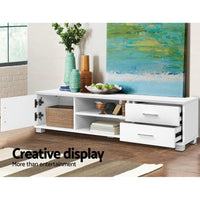 Artiss 120cm TV Stand Entertainment Unit Storage Cabinet Drawers Shelf White Kings Warehouse 