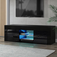 Artiss 130cm RGB LED TV Stand Cabinet Entertainment Unit Gloss Furniture Black Living Room Kings Warehouse 