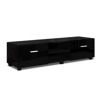 Kings 140cm High Gloss TV Cabinet Stand Entertainment Unit Storage Shelf Black