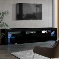 Artiss 189cm RGB LED TV Stand Cabinet Entertainment Unit Gloss Furniture Drawers Tempered Glass Shelf Black living room Kings Warehouse 