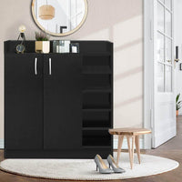 Artiss 2 Doors Shoe Cabinet Storage Cupboard - Black Storage Kings Warehouse 