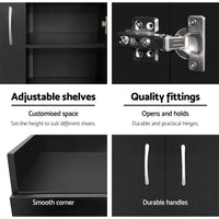 Artiss 2 Doors Shoe Cabinet Storage Cupboard - Black Storage Kings Warehouse 