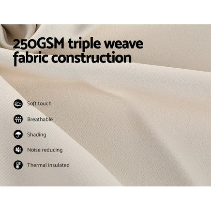 Artiss 2X Blockout Curtains Blackout Window Curtain Eyelet 240x230cm Beige Kings Warehouse 