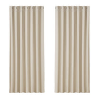 Artiss 2X Blockout Curtains Blackout Window Curtain Eyelet 240x230cm Beige Kings Warehouse 