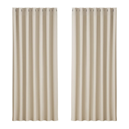 Artiss 2X Blockout Curtains Blackout Window Curtain Eyelet 240x230cm Beige Kings Warehouse 