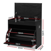 Artiss 3 Tier Shoe Cabinet Storage Stool Black Living Room Kings Warehouse 