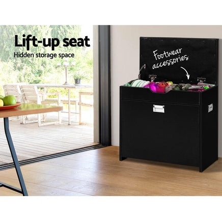 Artiss 3 Tier Shoe Cabinet Storage Stool Black Living Room Kings Warehouse 