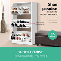 Artiss 3 Tier Shoe Cabinet - White Storage Kings Warehouse 
