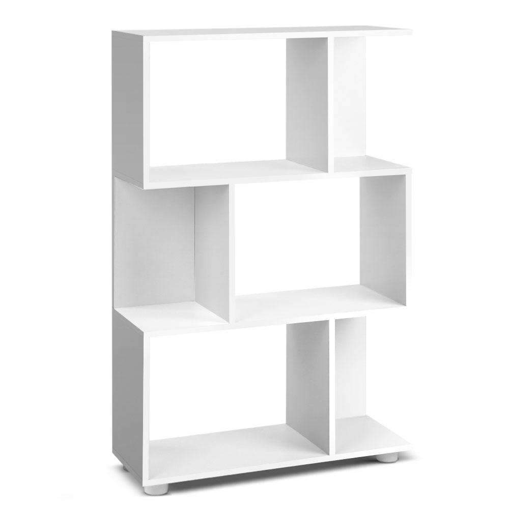 Artiss 3 Tier Zig Zag Bookshelf - White Kings Warehouse 