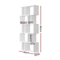 Artiss 5 Tier Bookshelf Display Shelf CD Cabinet Bookcase Stand Storage White Office Kings Warehouse 