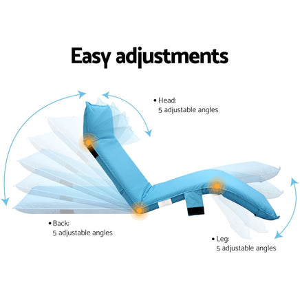 Artiss Adjustable Beach Sun Pool Lounger - Blue Furniture > Outdoor Kings Warehouse 