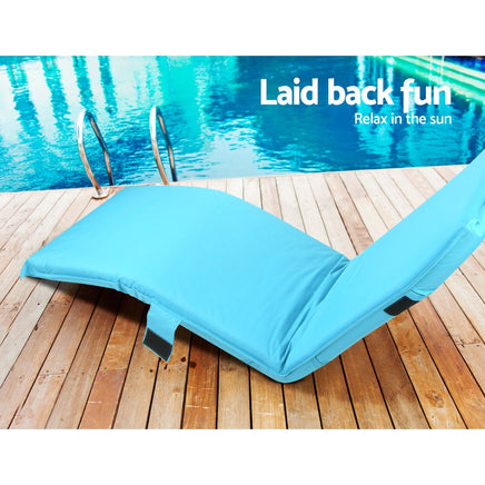Artiss Adjustable Beach Sun Pool Lounger - Blue Furniture > Outdoor Kings Warehouse 