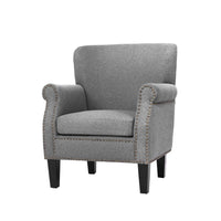 Kings Armchair Accent Chair Retro Armchairs Lounge Accent Chair Single Sofa Linen Fabric Seat Grey
