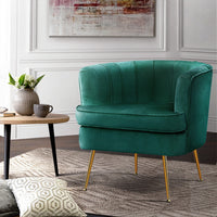 Artiss Armchair Lounge Accent Chair Armchairs Sofa Chairs Velvet Green Couch Kings Warehouse 