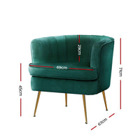 Artiss Armchair Lounge Accent Chair Armchairs Sofa Chairs Velvet Green Couch Kings Warehouse 