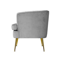 Artiss Armchair Lounge Accent Chair Armchairs Sofa Chairs Velvet Grey Couch Kings Warehouse 