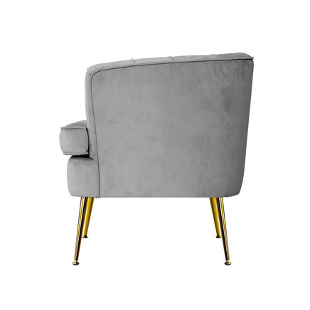 Artiss Armchair Lounge Accent Chair Armchairs Sofa Chairs Velvet Grey Couch Kings Warehouse 