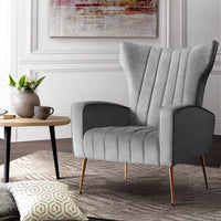 Artiss Armchair Lounge Accent Chairs Armchairs Chair Velvet Sofa Grey Seat Kings Warehouse 