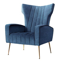 Kings Armchair Lounge Accent Chairs Armchairs Chair Velvet Sofa Navy Blue Seat