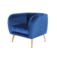 Artiss Armchair Lounge Arm Chair Sofa Accent Armchairs Chairs Couch Velvet Navy Kings Warehouse 