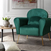 Artiss Armchair Lounge Chair Accent Armchairs Chairs Sofa Green Cushion Velvet Kings Warehouse 