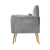Artiss Armchair Lounge Chair Accent Armchairs Chairs Sofa Grey Velvet Cushion Kings Warehouse 