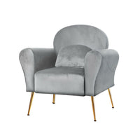 Kings Armchair Lounge Chair Accent Armchairs Chairs Sofa Grey Velvet Cushion