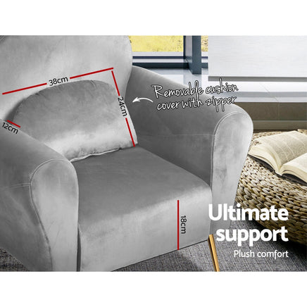 Artiss Armchair Lounge Chair Accent Armchairs Chairs Sofa Grey Velvet Cushion Kings Warehouse 