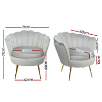 Artiss Armchair Lounge Chair Accent Armchairs Retro Single Sofa Velvet Grey Furniture > Bar Stools & Chairs Kings Warehouse 